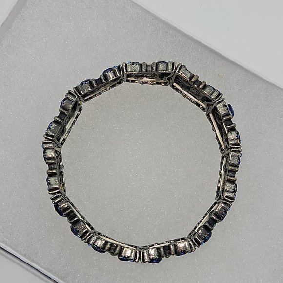 Vintage Stretch Expansion Floral Blue Bracelet - Picture 9 of 9